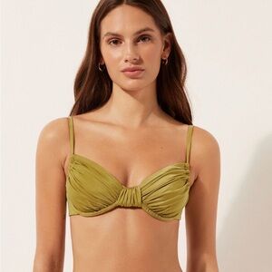 Calzedonia Balconette Swimsuit Top and Bottom Shiny Satin Set